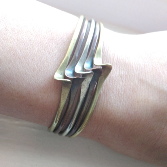 Brass, Silver, Copper Cuff - Picture 3 of 4